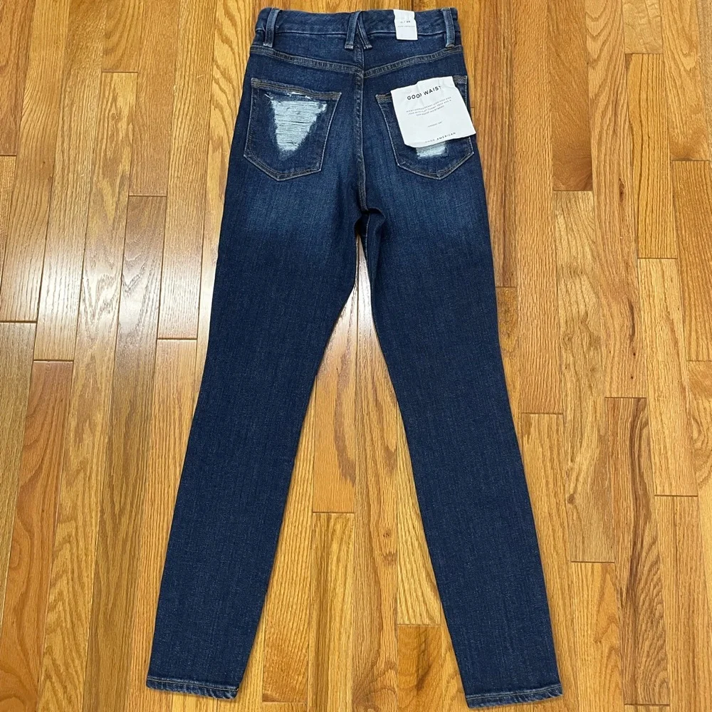 Good American Good Waist Denim Jeans Size 2/26 Chewed Back Pockets NWT_5